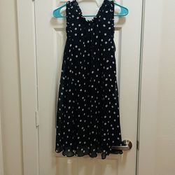 Black Dress sleeveless with white polkadots chiffon
