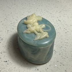 Vintage Disney Minnie Mouse Blue Soapstone Trinket Box USA