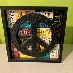 Peace License Plate Decoration - 16 Inches In Height 