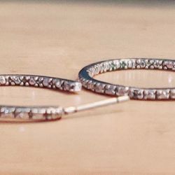 Sterling Silver With Diamond Accents Earrings 