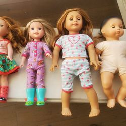 4 American Girl Dolls WellieWishers Willa Doll, Bitty Baby