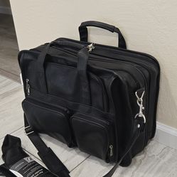 Big Capacity Laptop Messenger Bag Business Briefcase Men Leather Bag 17" width