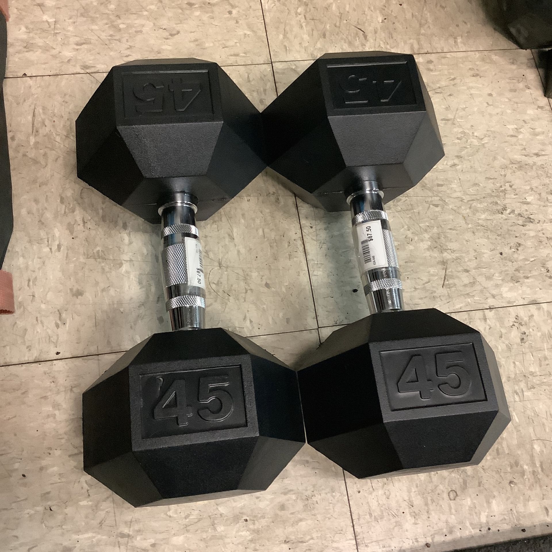New 45 LB Rubber Hex Dumbbells 1 50 PER POUND For Sale In Phoenix AZ new-45-lb-rubber-hex-dumbbells-1-50-per-pound-for-sale-in-phoenix-az