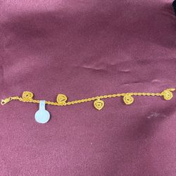 22K Gold  Heart Bracelet