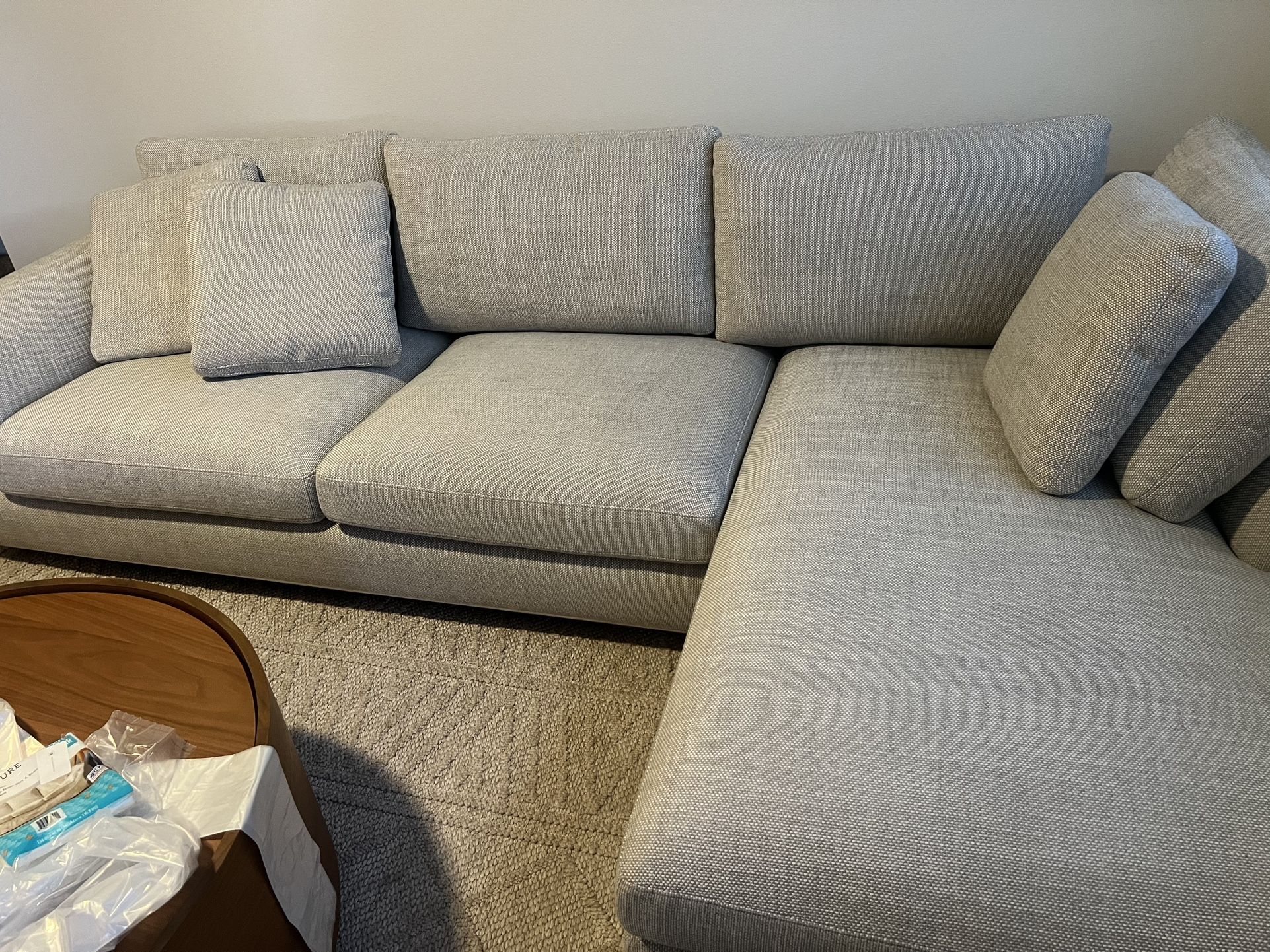 Castlery - Hamilton Chaise Sectional Sofa (Smoke Gray), Like New, Perfect Condition