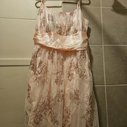 DEB Sparkly Pink & rose gold party glitter dress