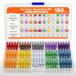 Car Fuse Assortment Kit 180pcs Micro Mini Standard Blade Automotive Fuses