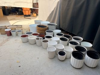 Planters ceramic and plastic (selling as a set only)