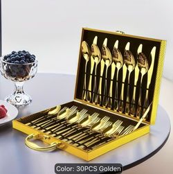 30-Piece Gold Flatware Set with Gift Box