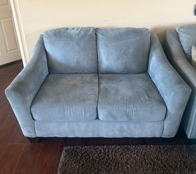 Blue-Gray Microfiber Loveseat