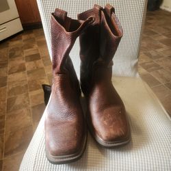 Lincoln Outfitters Mens Brown Leather Square Toe Pull-On Boots