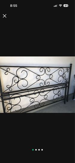 Pottery barn metal scrolled distressed king size frame