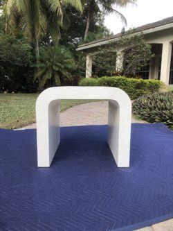 Modern Karl Springer Sculptural Curved Waterfall Side End Table, 1980s