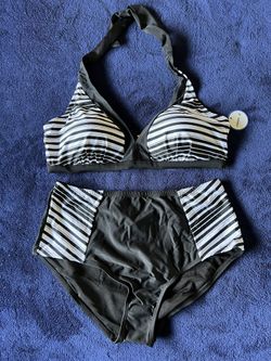 Black And White Stripes Bikini
