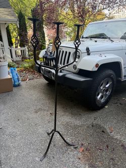 Tall Black Wrought Iron Floor Candelabra