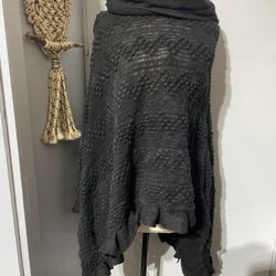 Women’s Beautiful Black Sweater Shawl One Size 
