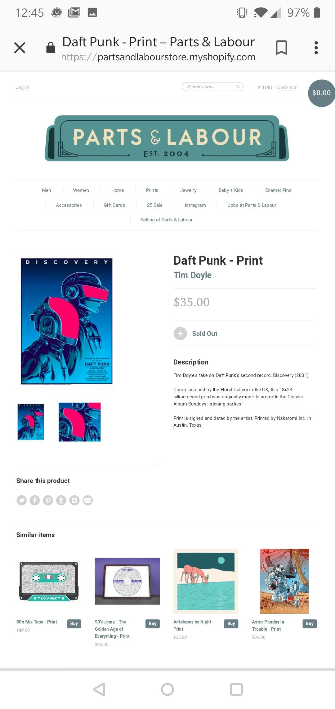Daft Punk Discovery Poster by Tim Doyle (out of stock limited edition)