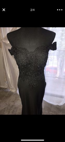 Cinderella Divine Black off the shoulder bridesmaid dress