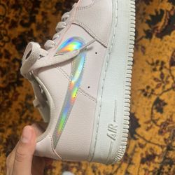 Nike Air Force 1 Low Pink w/ Iridescent Swoosh – Excellent Condition