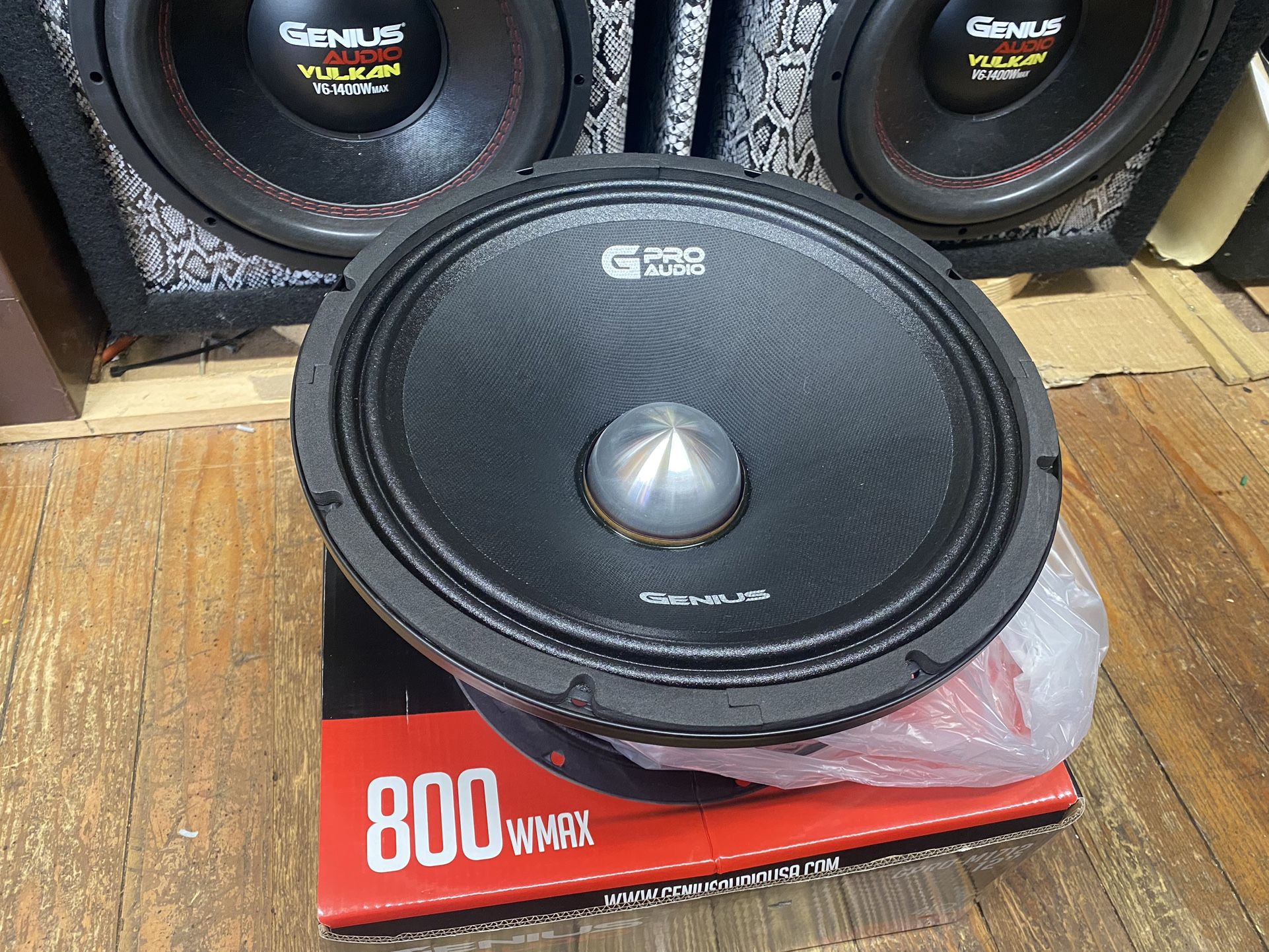 New 12" Genius Audio 800w Max Power Midbass Midrange Loud Speaker $175 Each