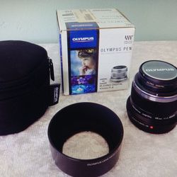 Olympus M Zuiko Digital 45 Mm F 1.8 Lens Plus Hood Case Filter Caps Bundle Micro Four Thirds Mount