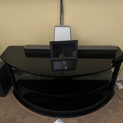 Black TV Stand with Side Shelves