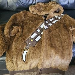 Disney Star Wars Chewbacca Jacket Mens Brown Cosplay Hoodie Faux Fur XL