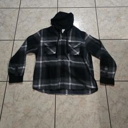 Plaid Button Up Shirt With Hood