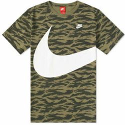 NIKE AOP SWOOSH TIGER STRIP CAMO OLIVE BLACK WHITE T-SHIRT AO0861-222 MENS SIZE XL