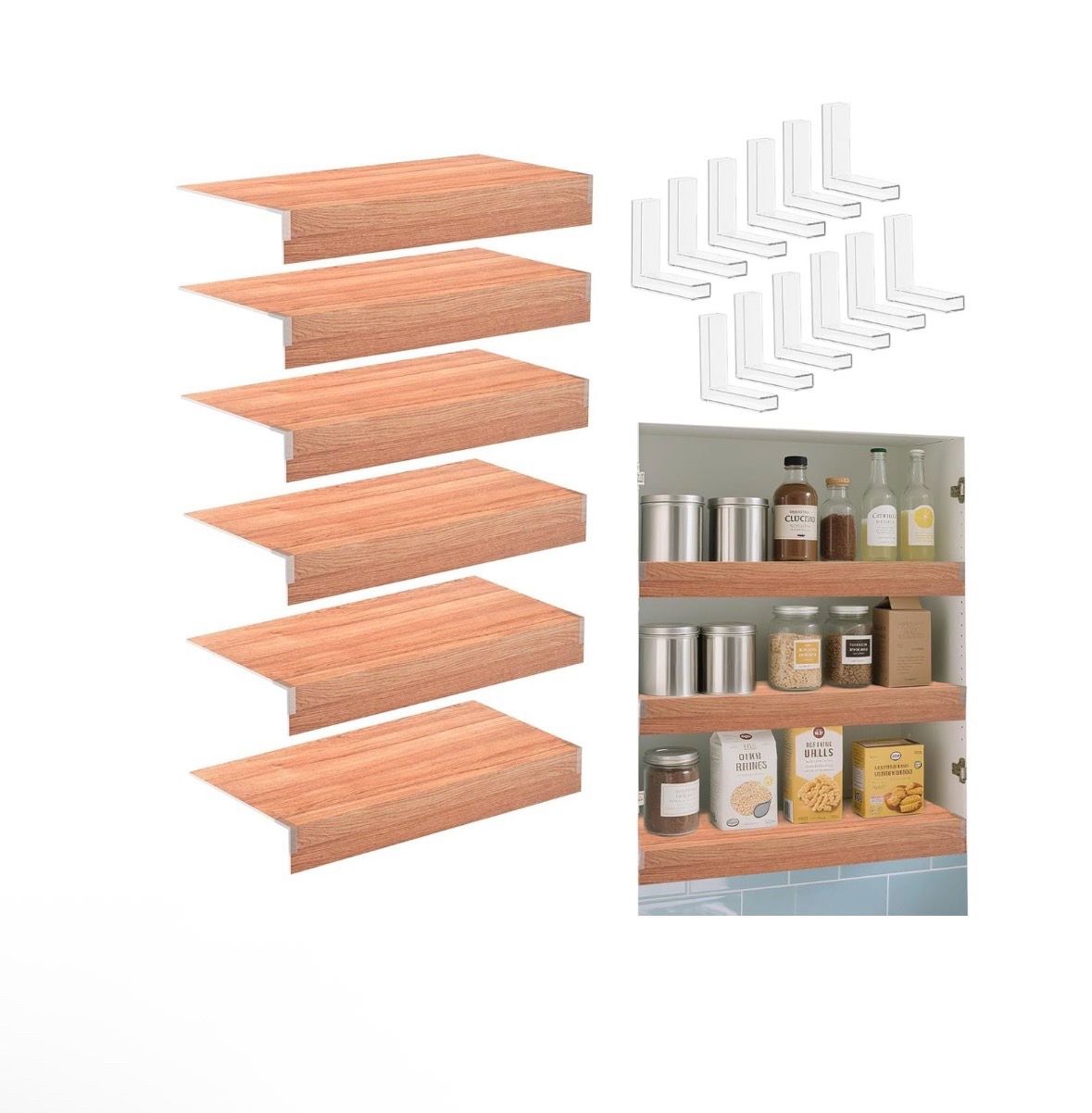 6 Pcs Wire Shelf Cover, 24x16 Inch Wire Rack Covers, Foamed PVC Faux Wood Shelf Liners for Pantry, Durable Shelves Covers for Cabinet Bathroom Removab
