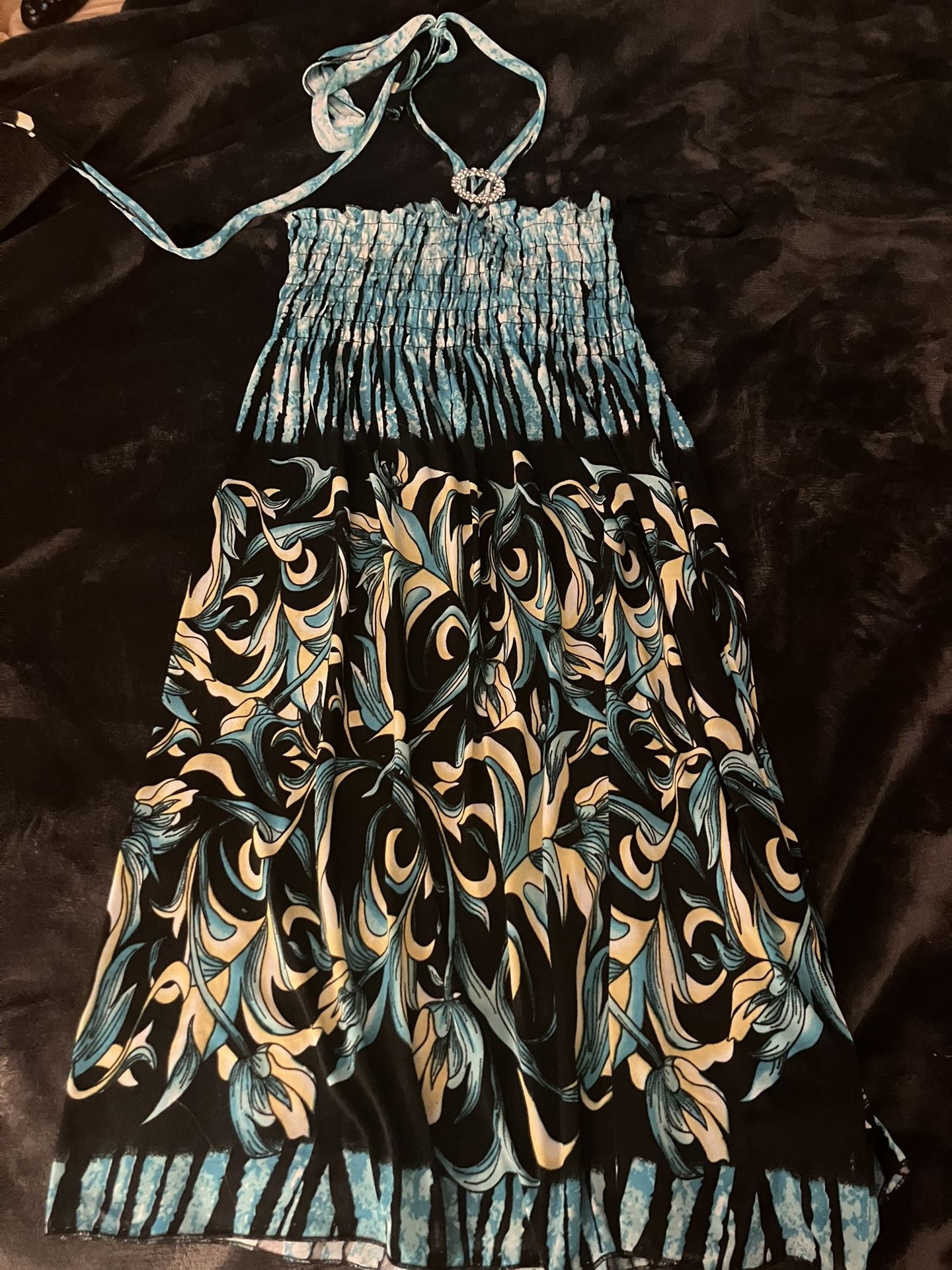 Woman’s Sundress Blue Black Yellow-M