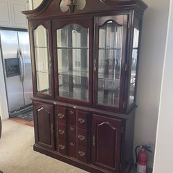 Vintage Glass China Cabinet Hutch