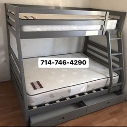 Twin/Full Bunk Bed + 2 Mattress 