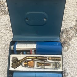 Vintage 1950s Bernzomatic Propane Torch Kit - Case, Brass Attachments