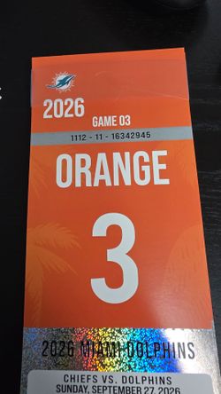 Home opener ! Orange Parking Pass / Dolphins Vs Chiefs