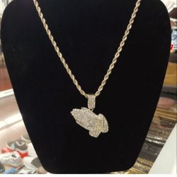 14k Gold-plated CC Pendant With 24 Inch Chain