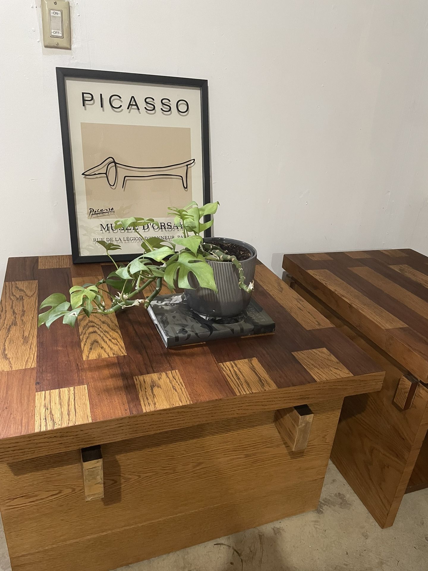 Vintage Lane Brutalist butcher block Table Set