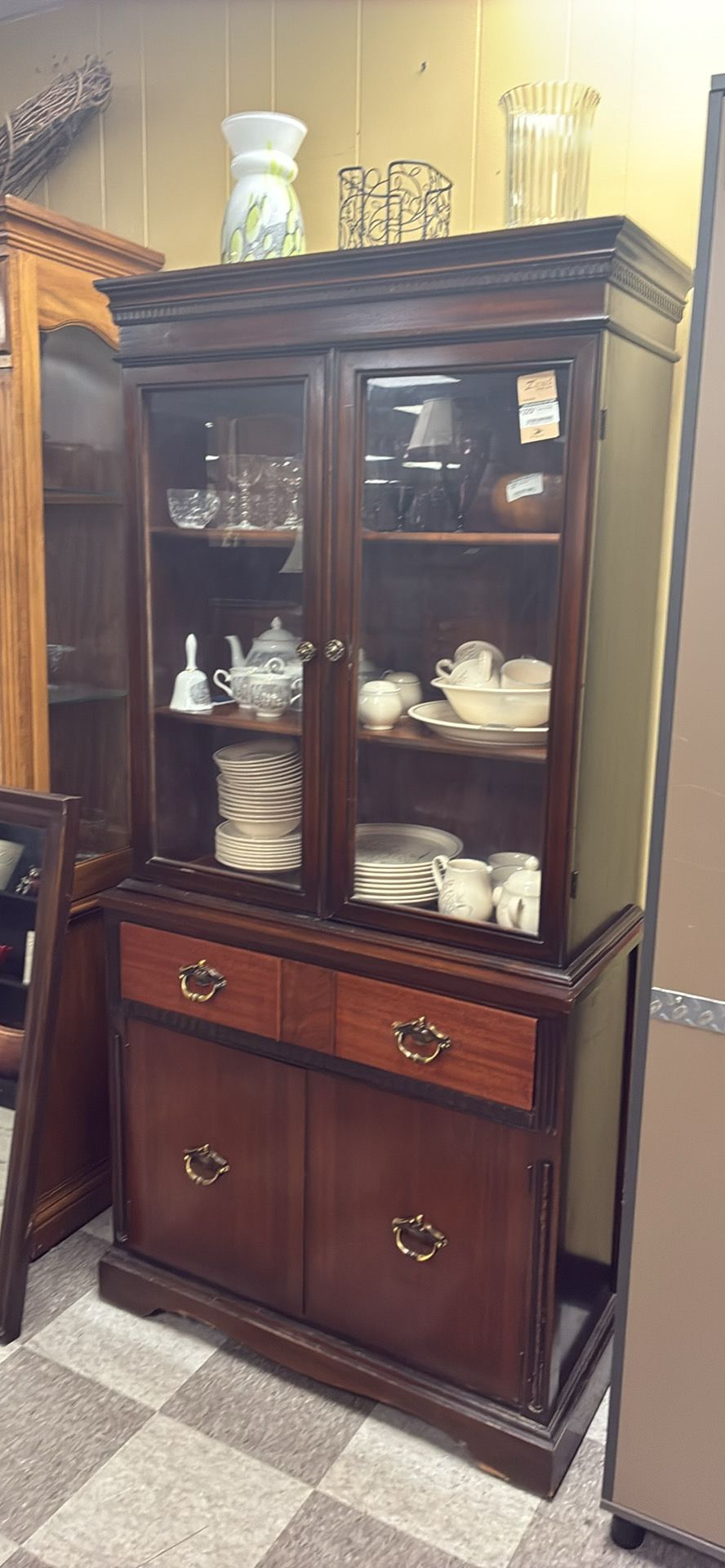 Vintage China cabinet with glass