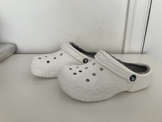 White Crocs Clogs with Cozy Lining, Size 7