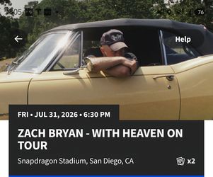 Tickets for Friday 7/31, section 104, row 22, 2 seats together