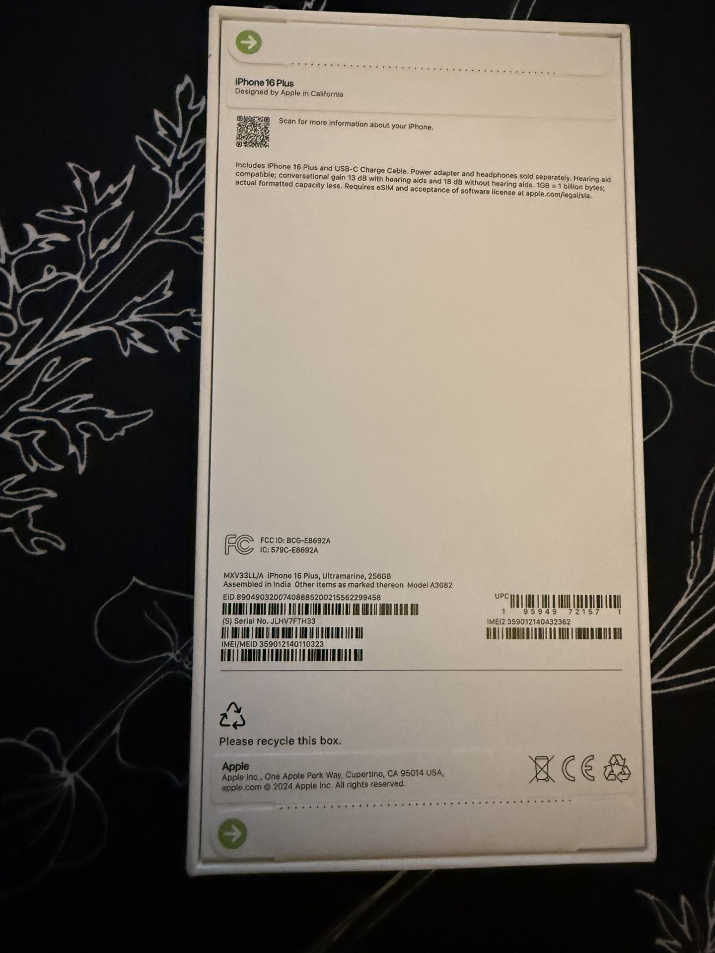 iPhone 16 Plus | Unlocked | 256gb | Untramarine