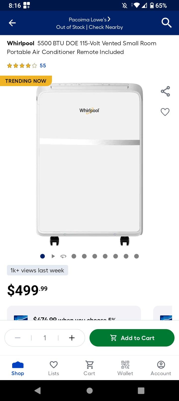 Whirlpool Portable Air Conditioner (1 Month Old)