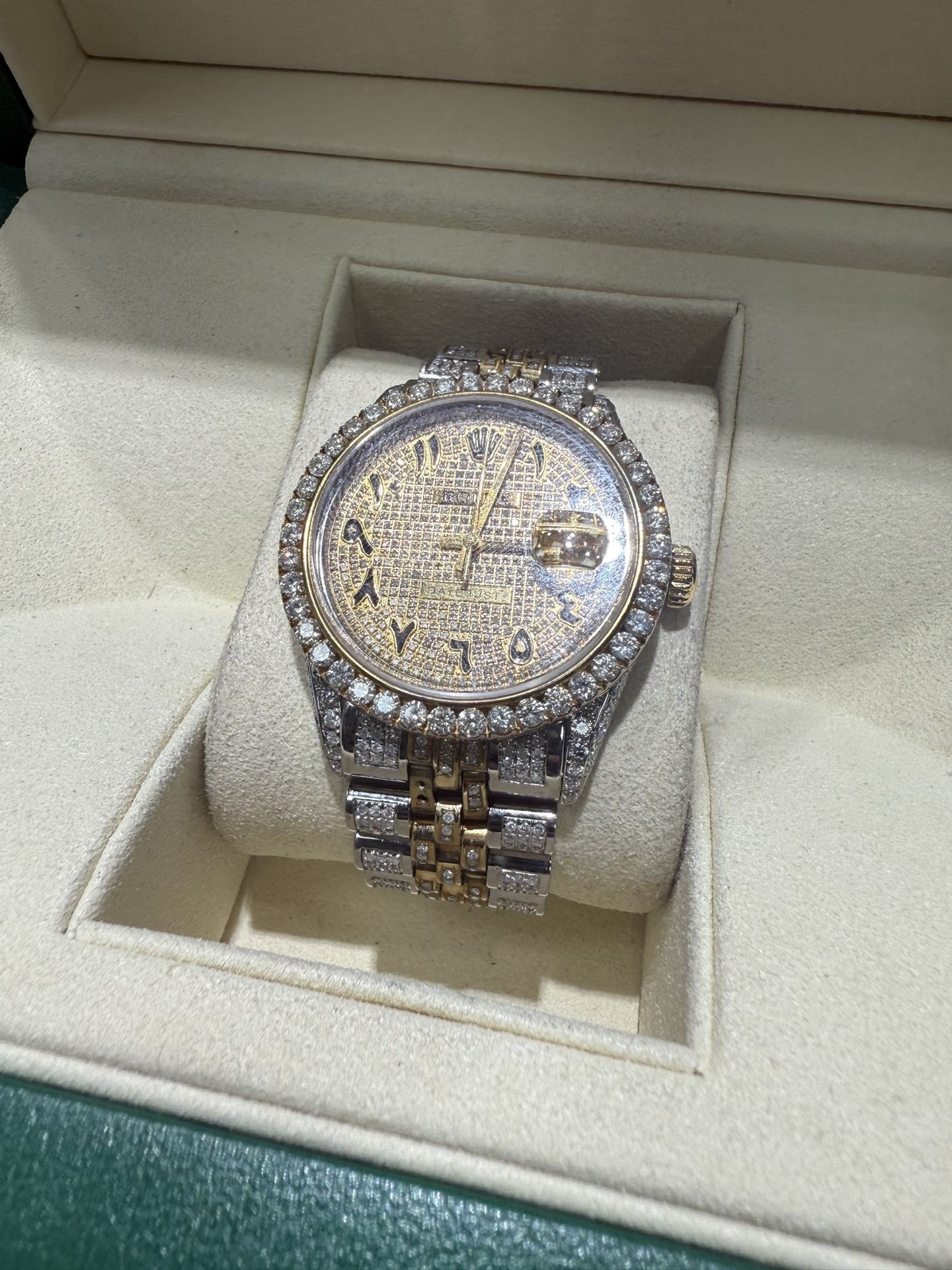 Rolex Datejust 36MM Bustdown Iced Out Diamond Two Tone Yellow Gold