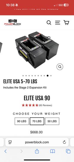 Powerblock Adjustable Dumbbells 5-70lbs