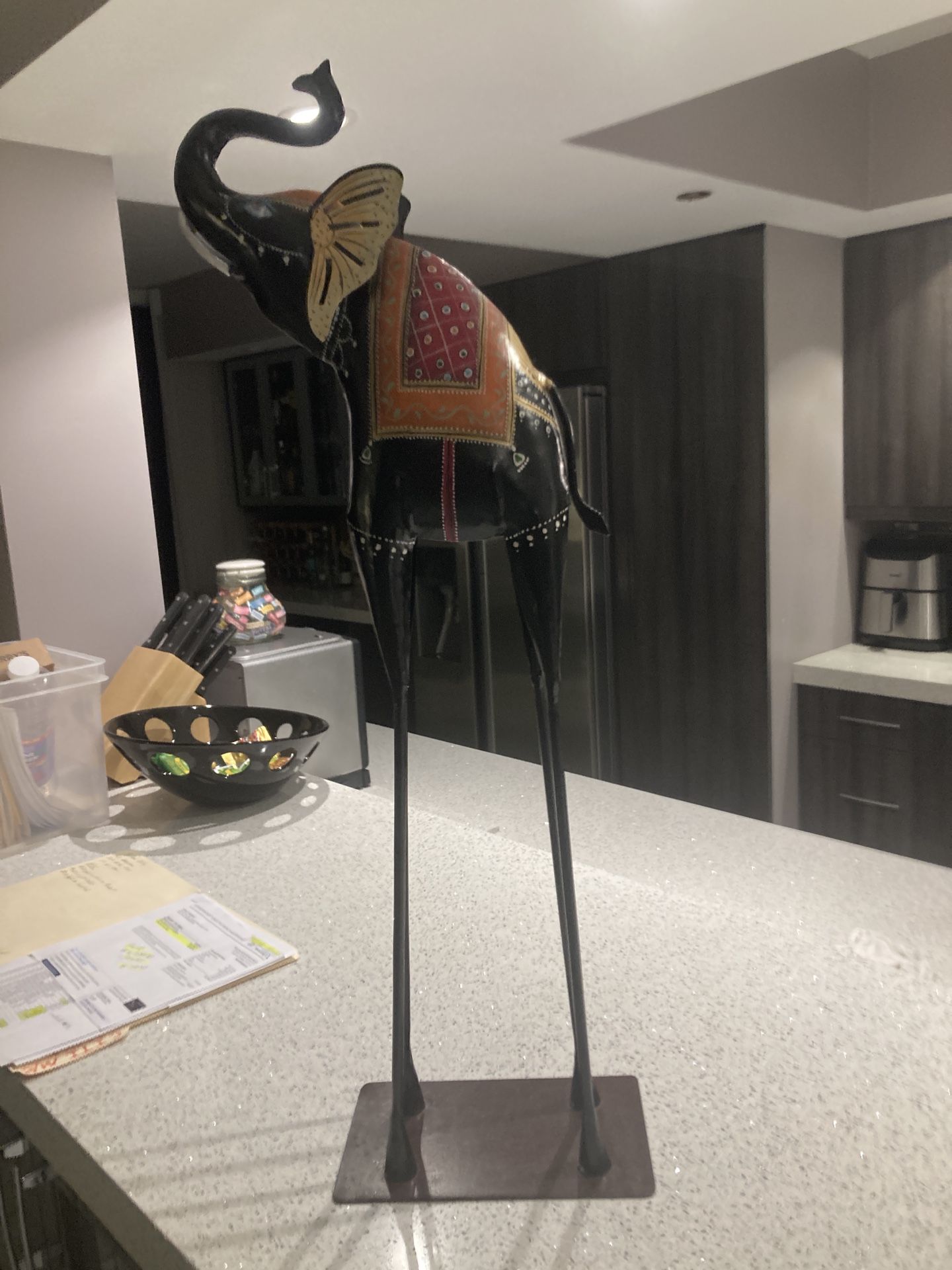 Tall Metal Elephant Statue