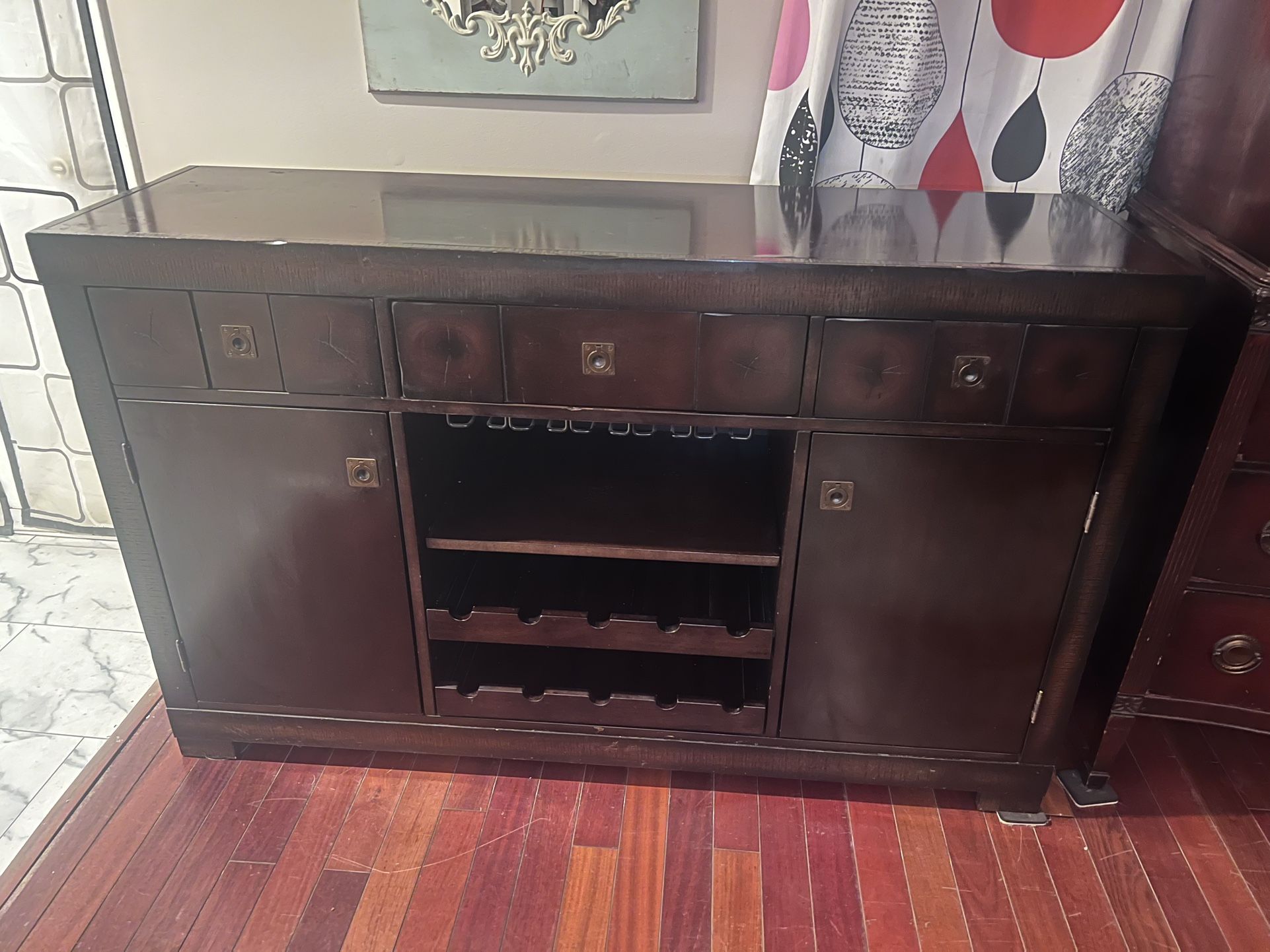 Solid Wood Wine Rack Pantry Storage Cabinet
