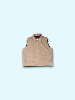 Vintage Woolrich Vest Mens Large Wheat Fleece Lined Cotton Full Zip Outdoor