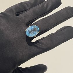 14K GOLD SWISS BLUE TOPAZ RING 