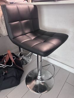 Black Faux Leather Adjustable Bar Stools – Set of 4