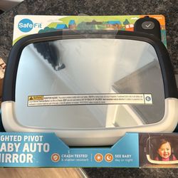 SafeFit® Lighted Pivot Infant Car Mirror, Crash-Tested, Black,